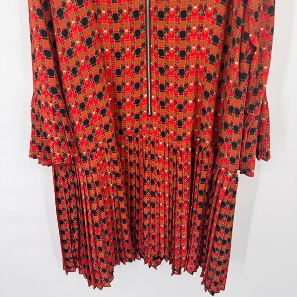 The Limited  Red Black Geometric Pleated bell Sleeve Dress Womens 20W plus - Picture 12 of 14